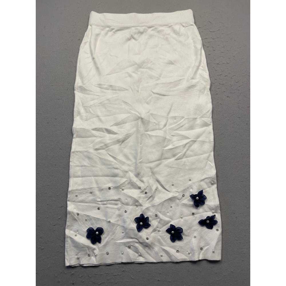 One Twelfth Midi Skirt Knit White Large Womens